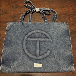 Large Telfar Denim Shopper- Blue
